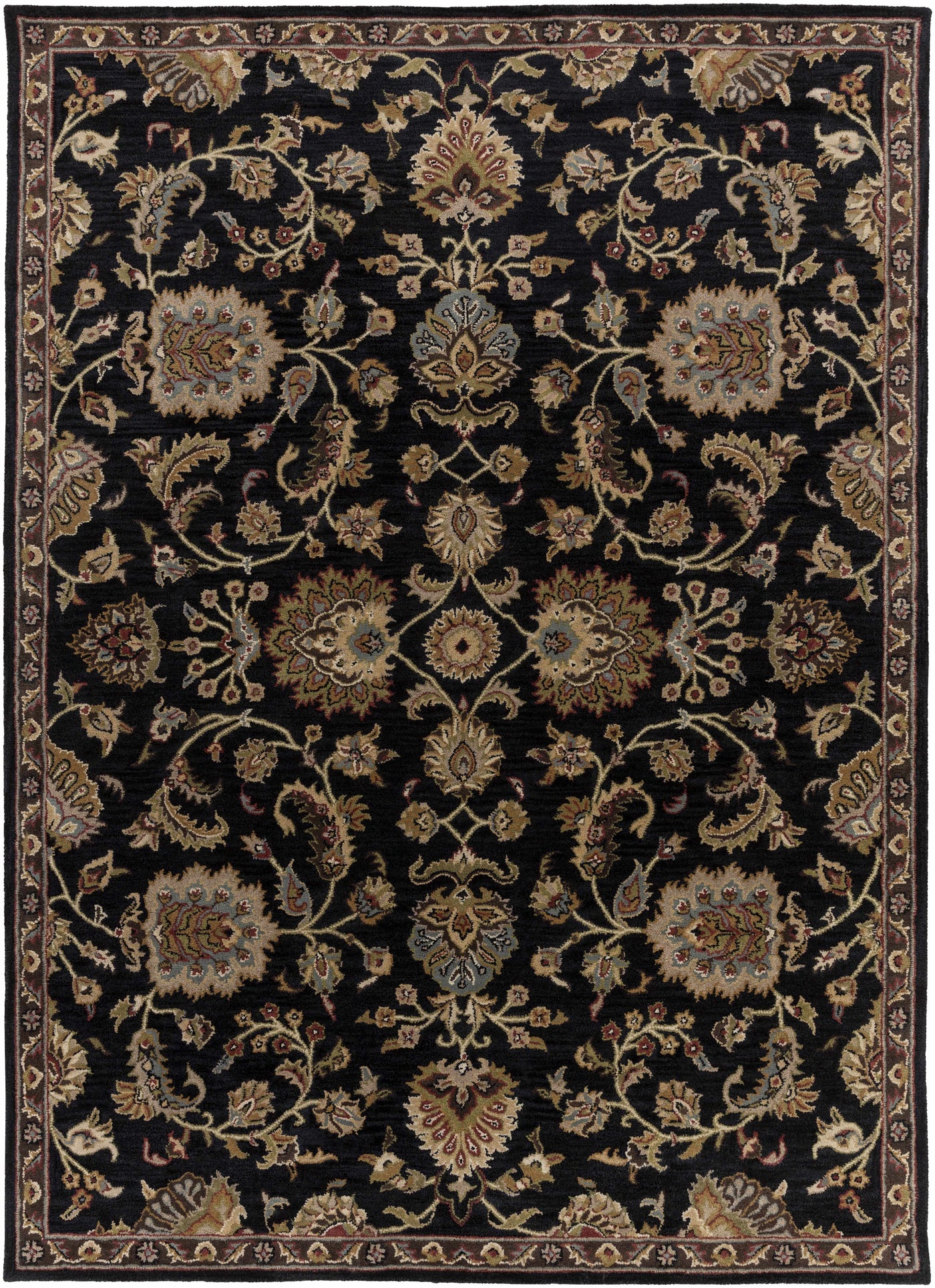 Kittredge Floral Black Wool Rug by Boutique Rugs