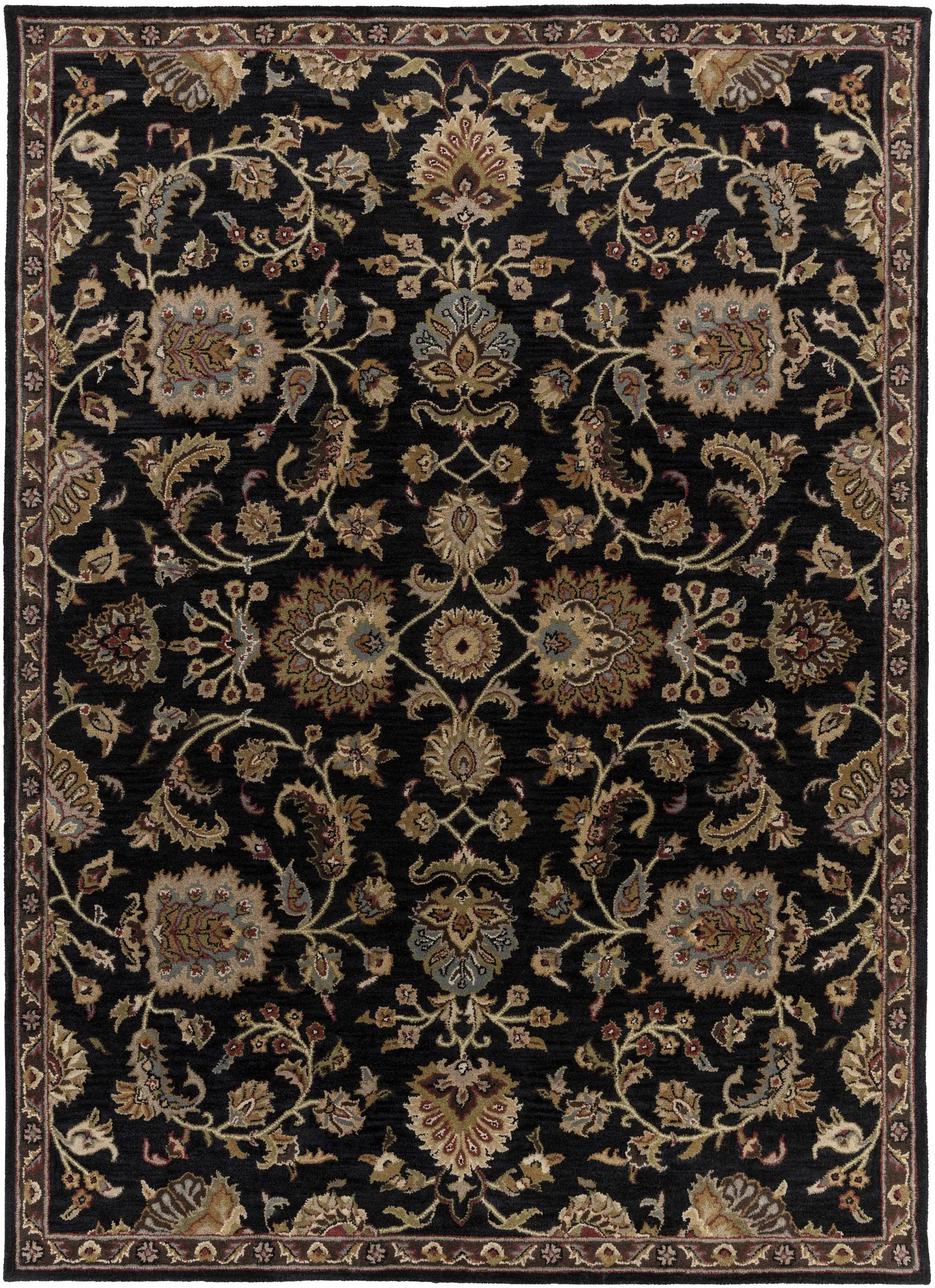Kittredge Floral Black Wool Rug by Boutique Rugs