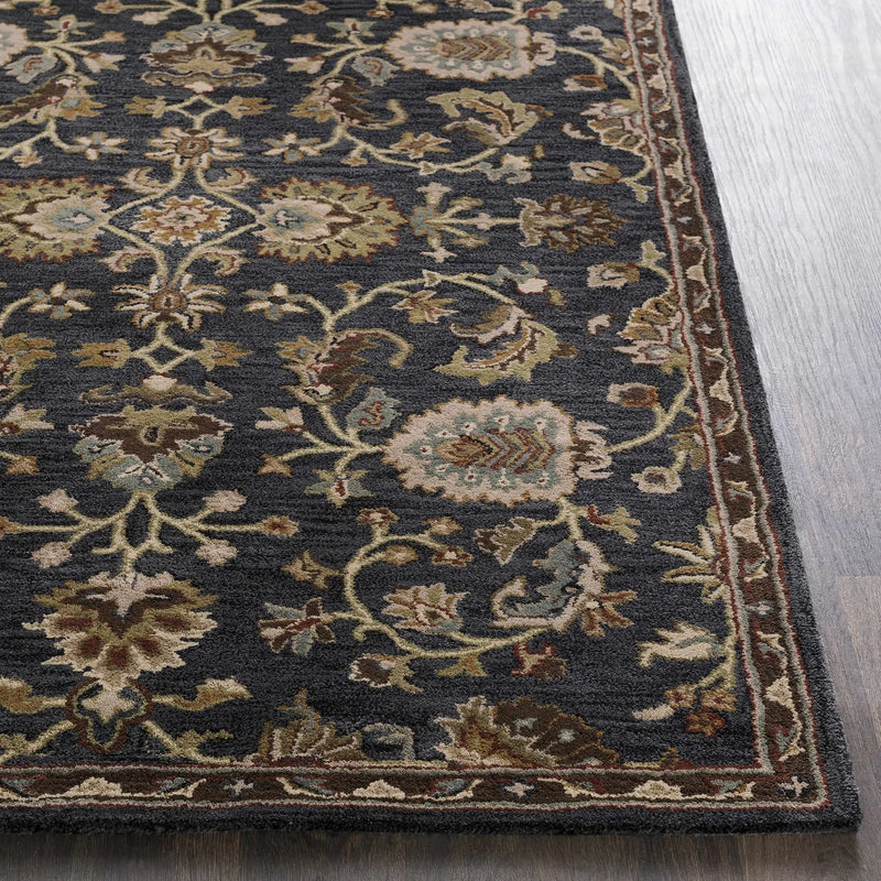 Kittredge Floral Black Wool Rug by Boutique Rugs