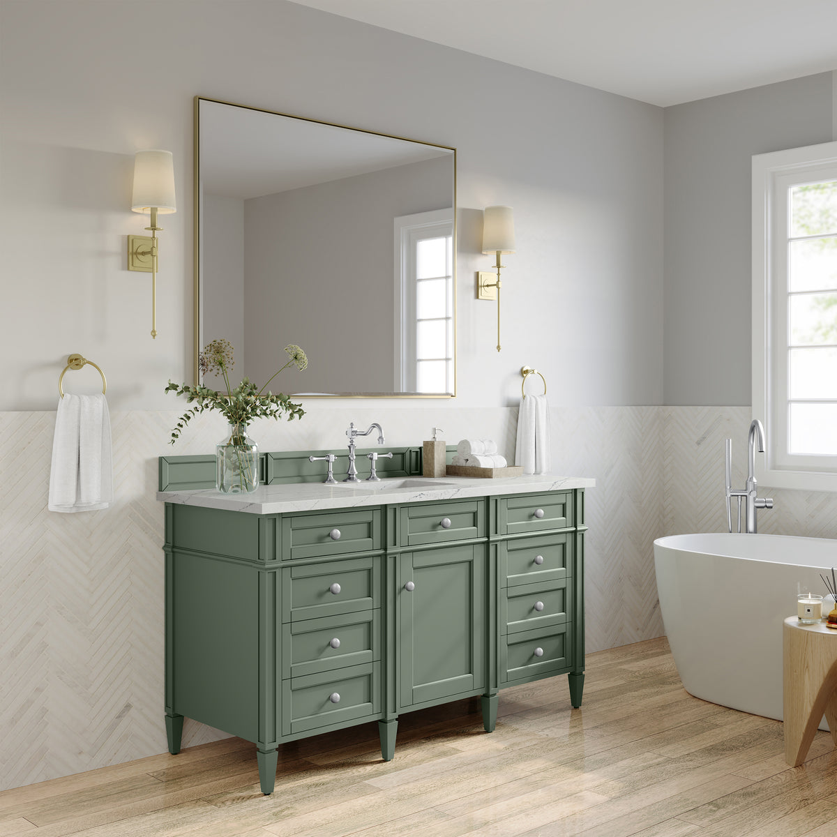 James Martin Brittany 60" Single Bathroom Vanity, Smokey Celadon, view 27