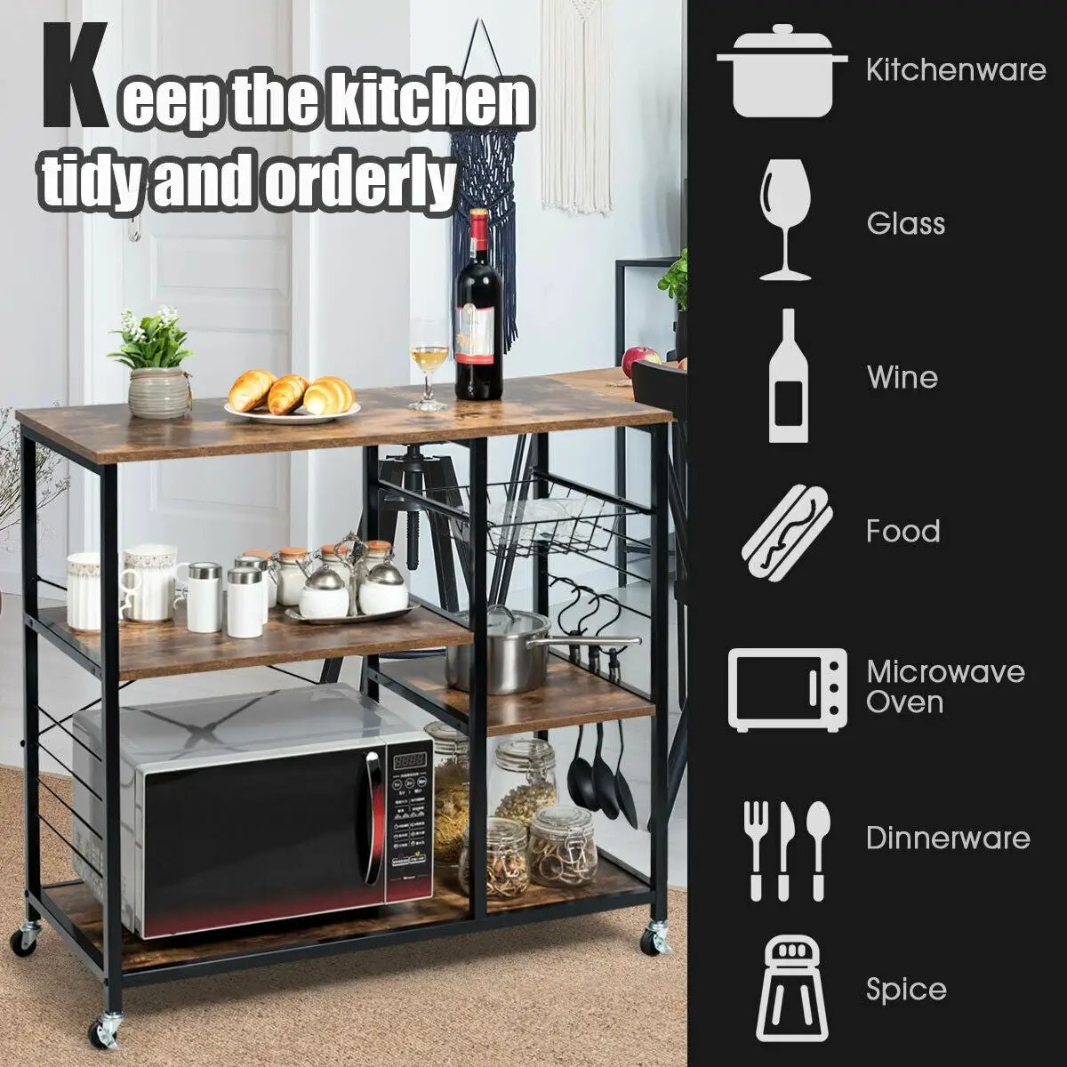 Rolling Industrial Kitchen Baker’s Storage Shelf by DirectDeals