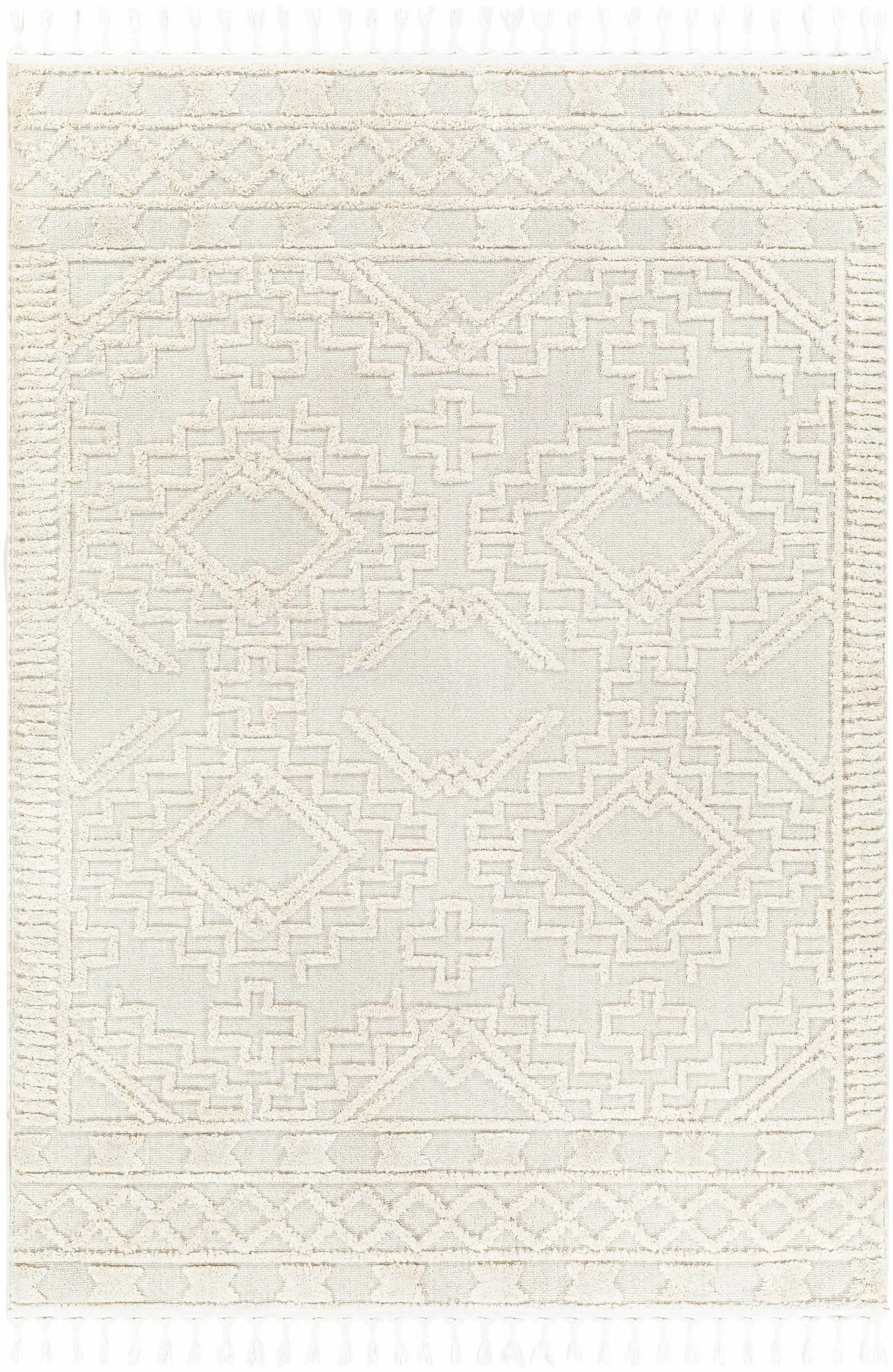 Kalkan High/Low Pile Rug with Tassels - Clearance by Boutique Rugs