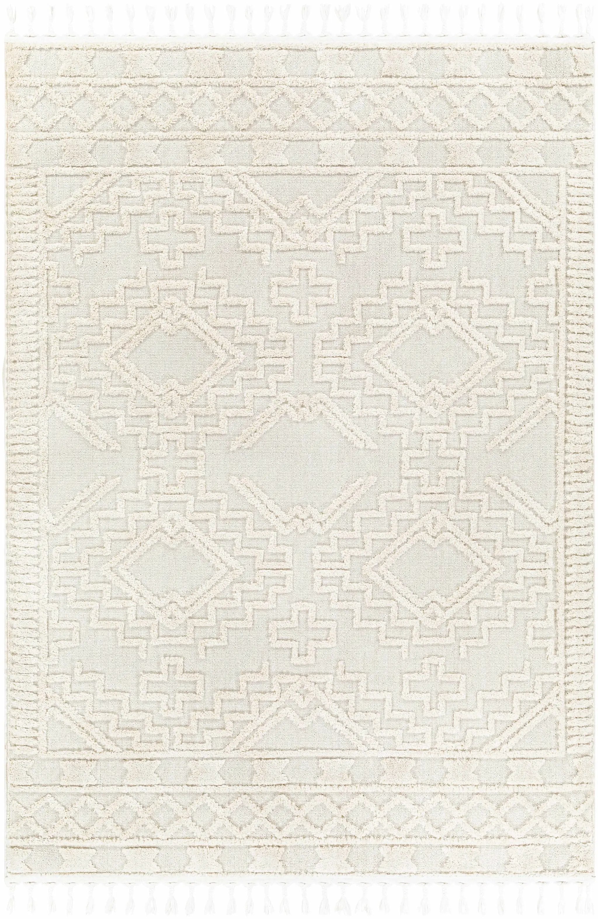Kalkan High/Low Pile Rug with Tassels - Clearance by Boutique Rugs