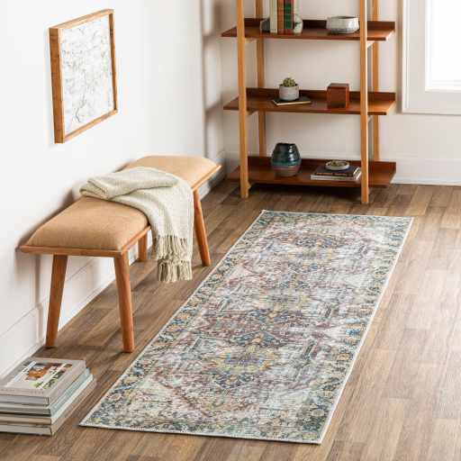 Blue Catigpian Distressed Washable Area Rug, installed in a room 2