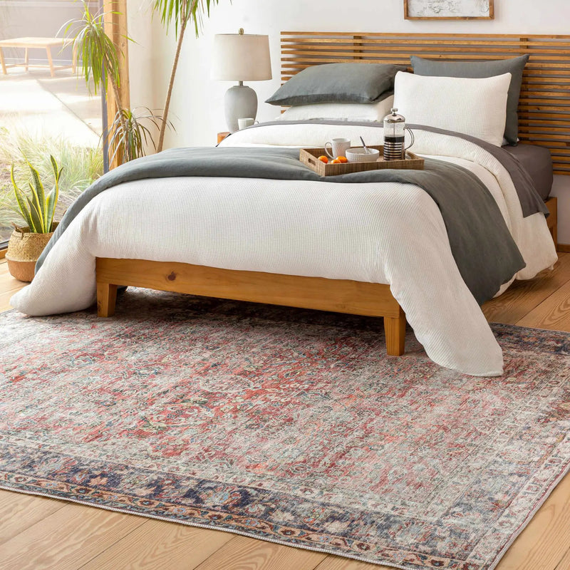 Rust Anahawan Distressed Washable Area Rug - Clearance by Boutique Rugs