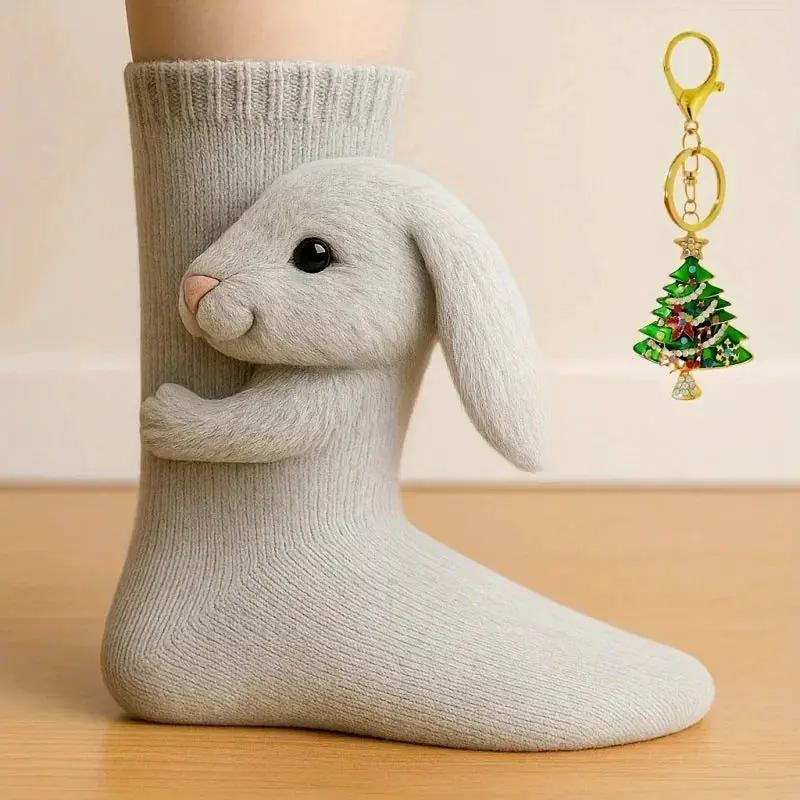 Knitted Plush Socks - Animal Pattern Unisex Cotton Socks by House Of Avana