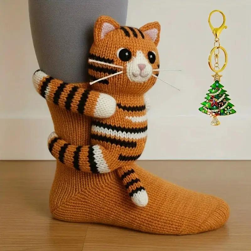 Knitted Plush Socks - Animal Pattern Unisex Cotton Socks by House Of Avana