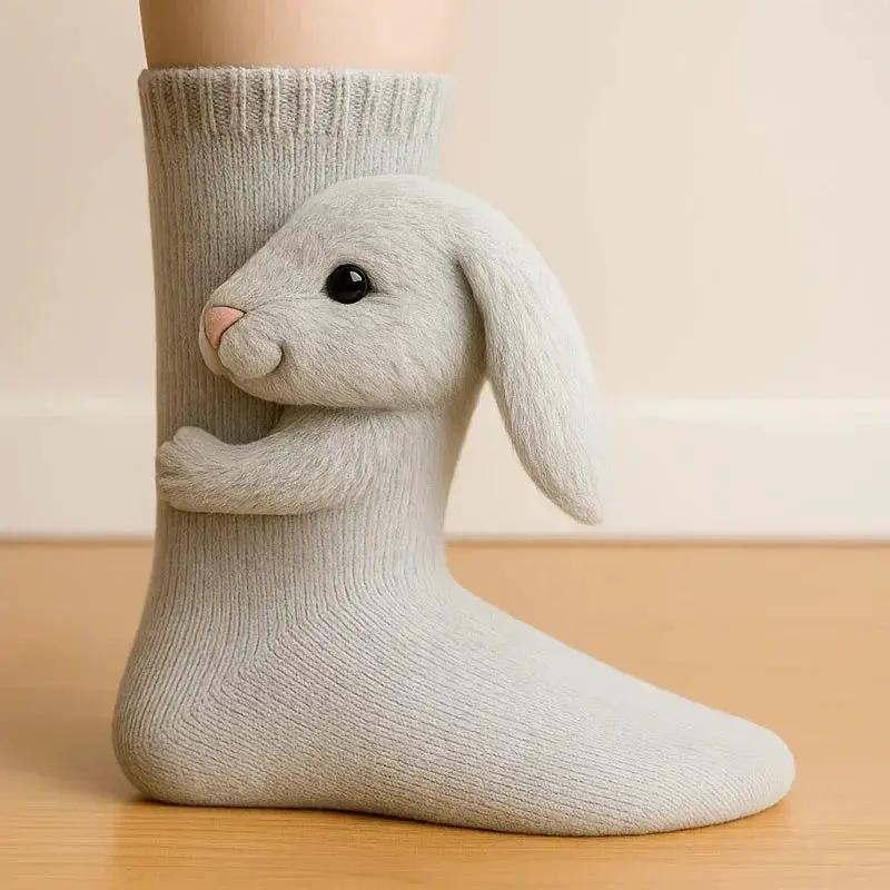 Knitted Plush Socks - Animal Pattern Unisex Cotton Socks by House Of Avana
