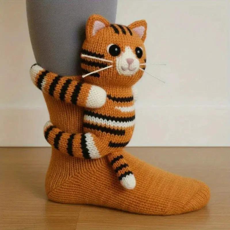 Knitted Plush Socks - Animal Pattern Unisex Cotton Socks by House Of Avana
