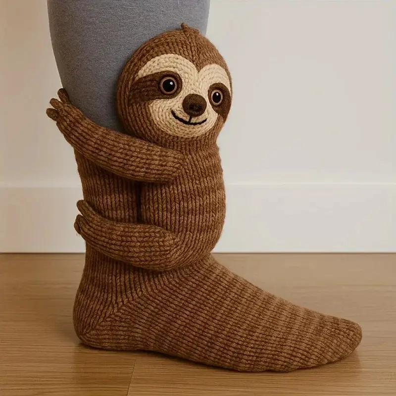 Knitted Plush Socks - Animal Pattern Unisex Cotton Socks by House Of Avana