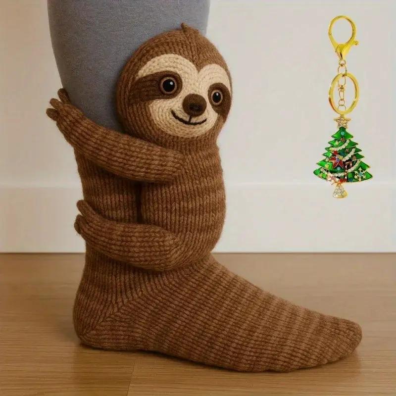 Knitted Plush Socks - Animal Pattern Unisex Cotton Socks by House Of Avana