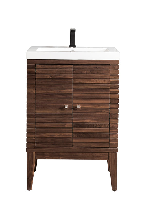 James Martin Linden 24" Dual Mount Single Bathroom Vanity, Mid-Century Walnut