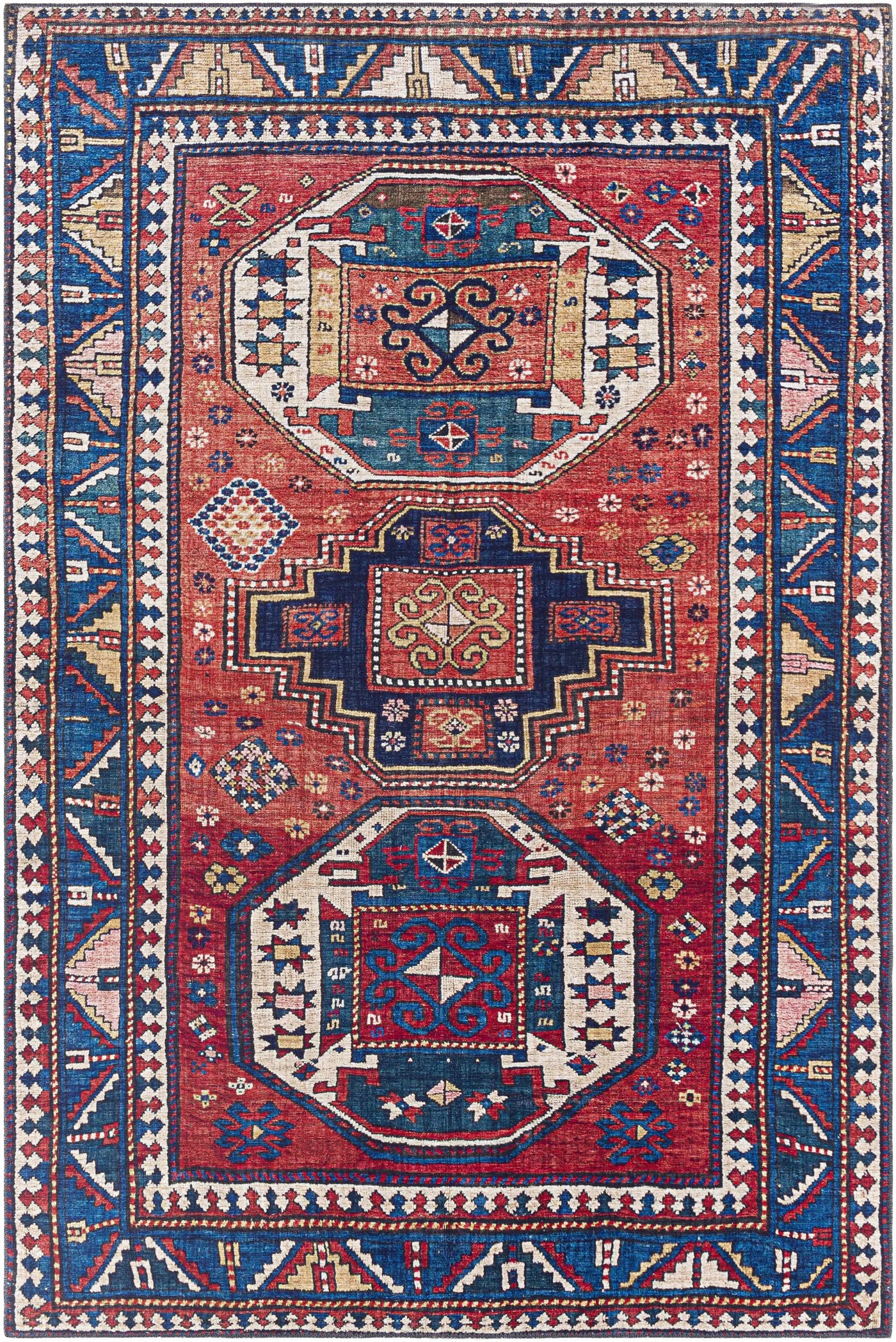 Kodiak Red&Blue Oriental Area Rug by Boutique Rugs