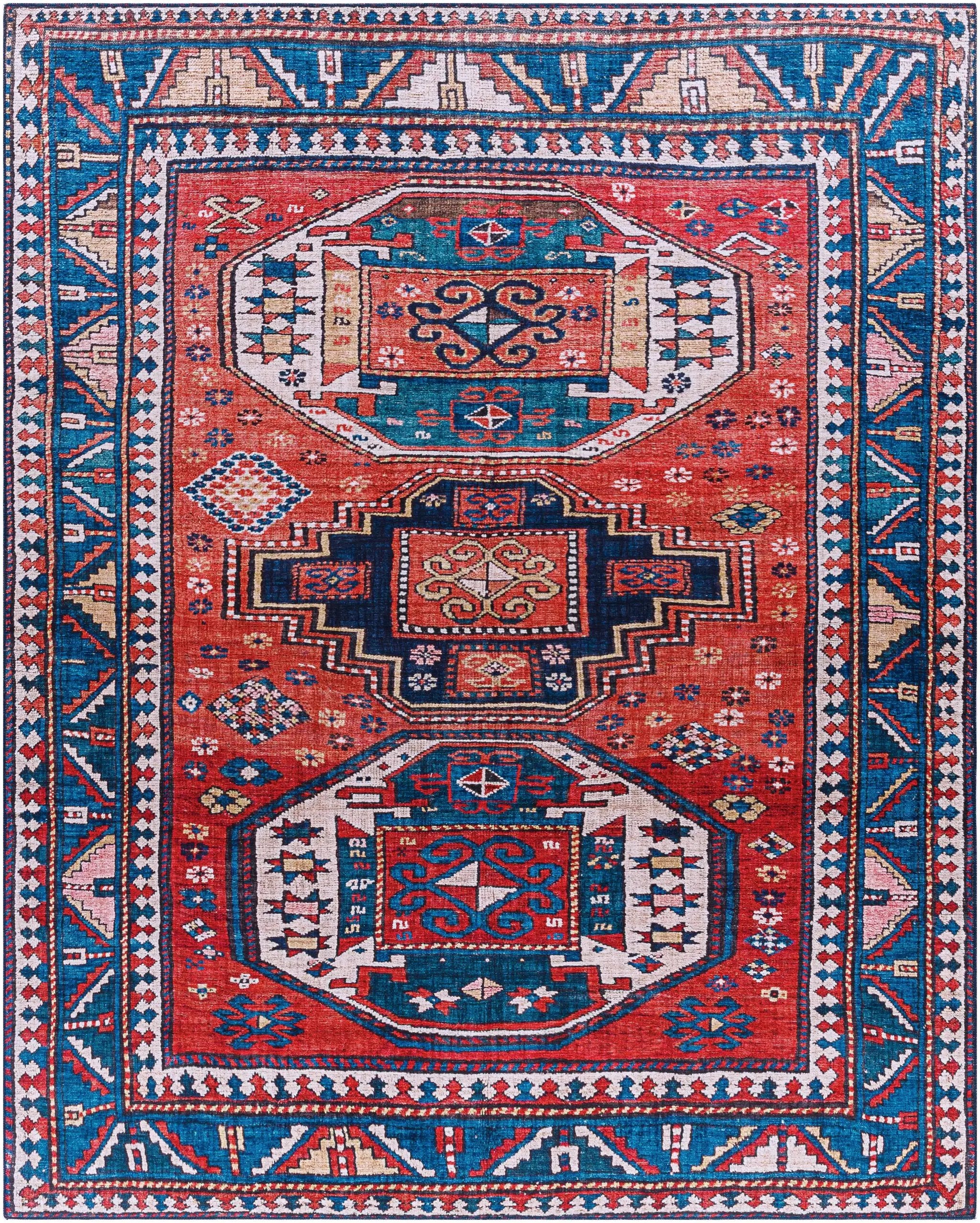 Kodiak Red&Blue Oriental Area Rug by Boutique Rugs