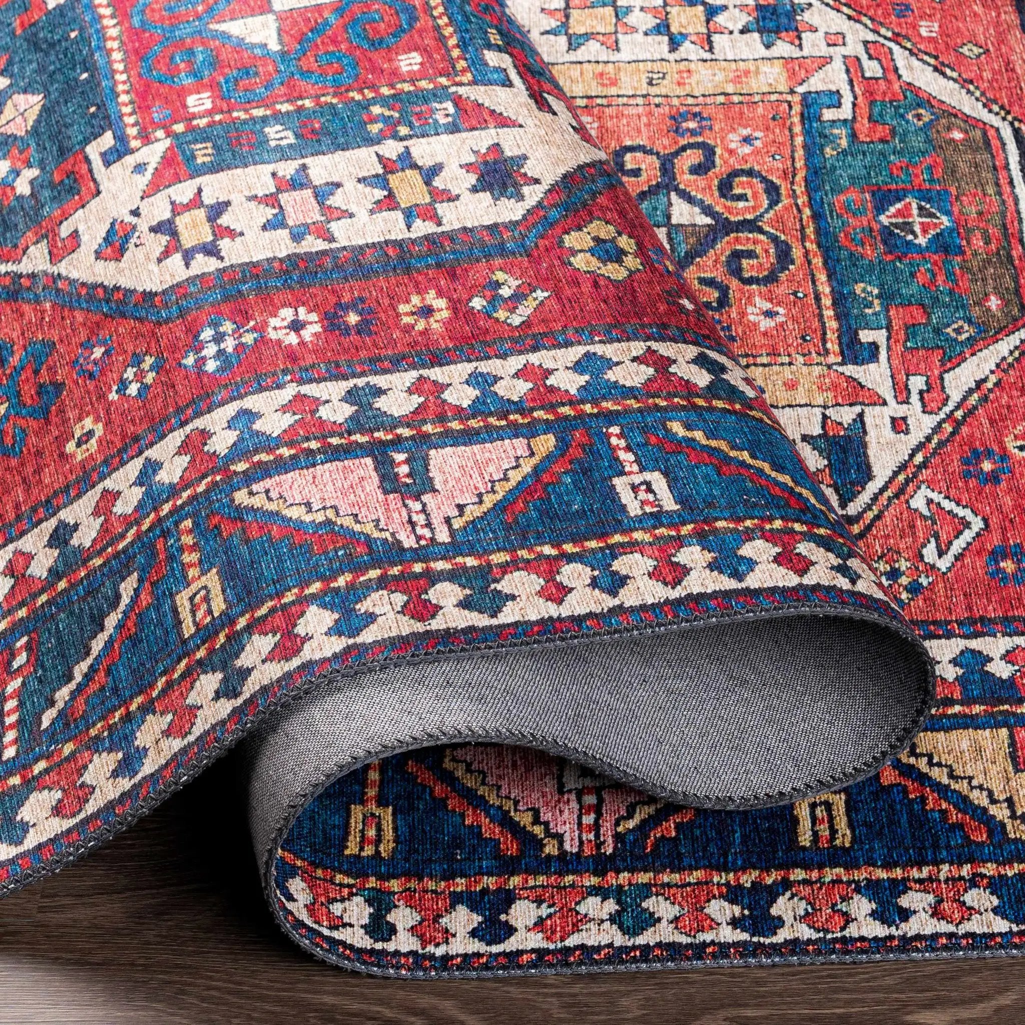 Kodiak Red&Blue Oriental Area Rug by Boutique Rugs
