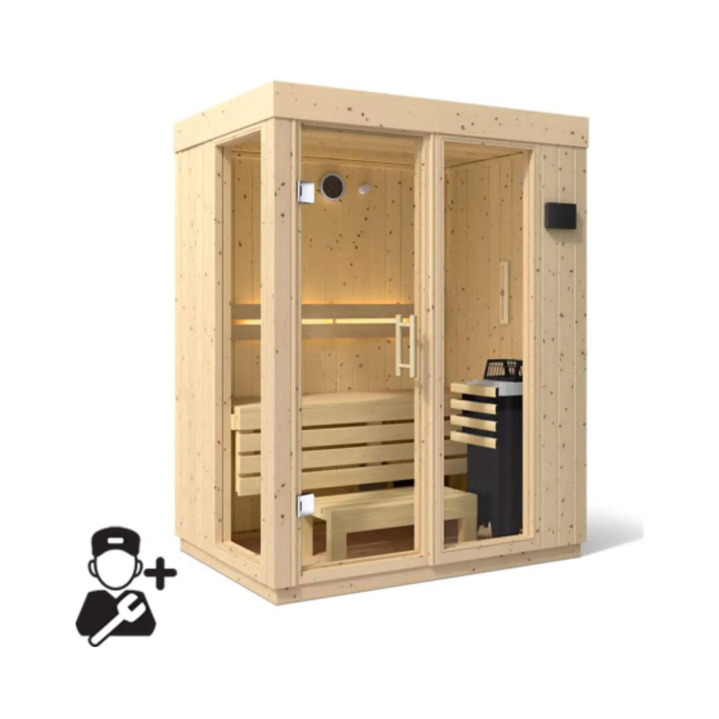 Kohler C1 Luxury Indoor Scandinavian Spruce Home Sauna Kit (SAK60418) by SAKSBY WHOLESALE