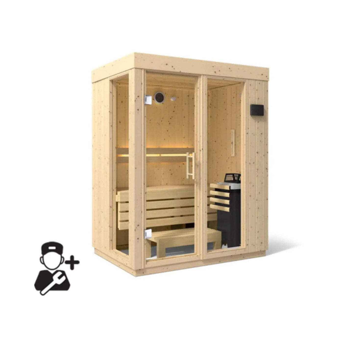 Kohler C1 Luxury Indoor Scandinavian Spruce Home Sauna Kit (SAK60418) by SAKSBY WHOLESALE