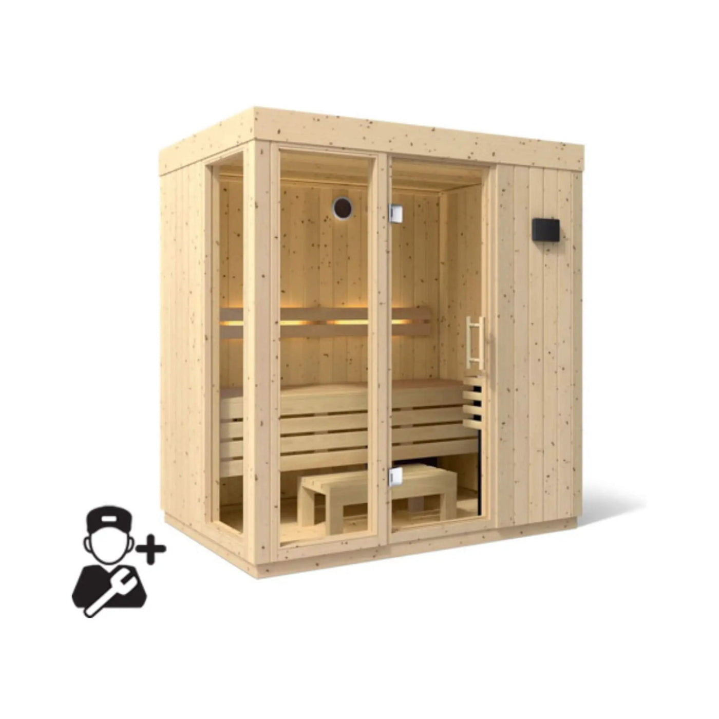 Kohler C1 Luxury Indoor Scandinavian Spruce Home Sauna Kit (SAK60418) by SAKSBY WHOLESALE