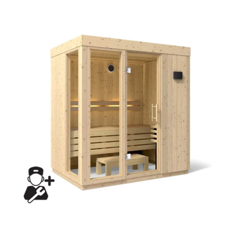 Kohler C1 Luxury Indoor Scandinavian Spruce Home Sauna Kit (SAK60418) by SAKSBY WHOLESALE