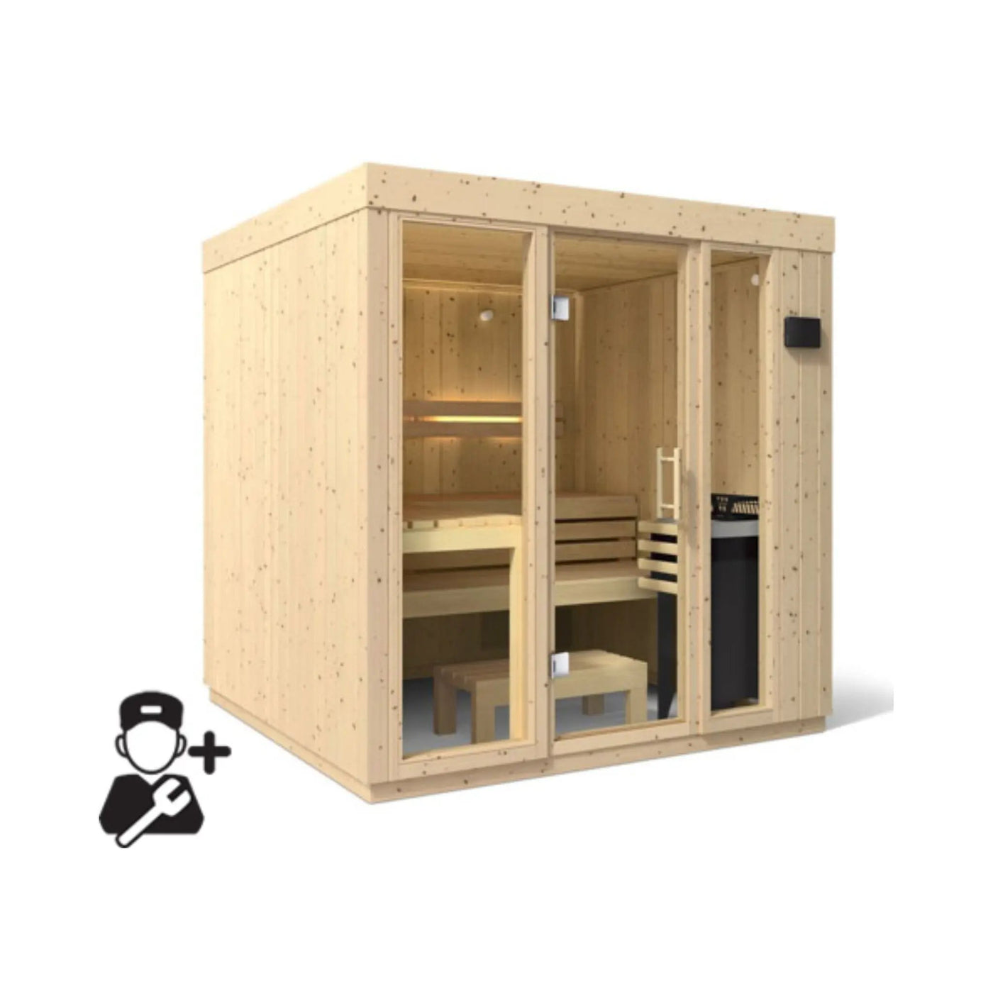 Kohler C1 Luxury Indoor Scandinavian Spruce Home Sauna Kit (SAK60418) by SAKSBY WHOLESALE
