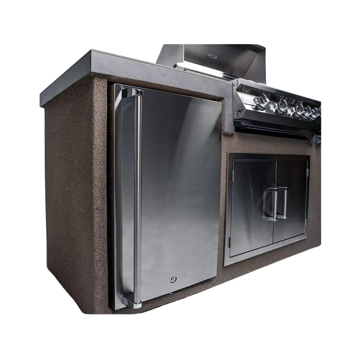 KoKoMo Grills 7FT Straight BBQ Island With Built-In BBQ And Refrigerator [Made-To-Order] (SAK46187) by SAKSBY WHOLESALE