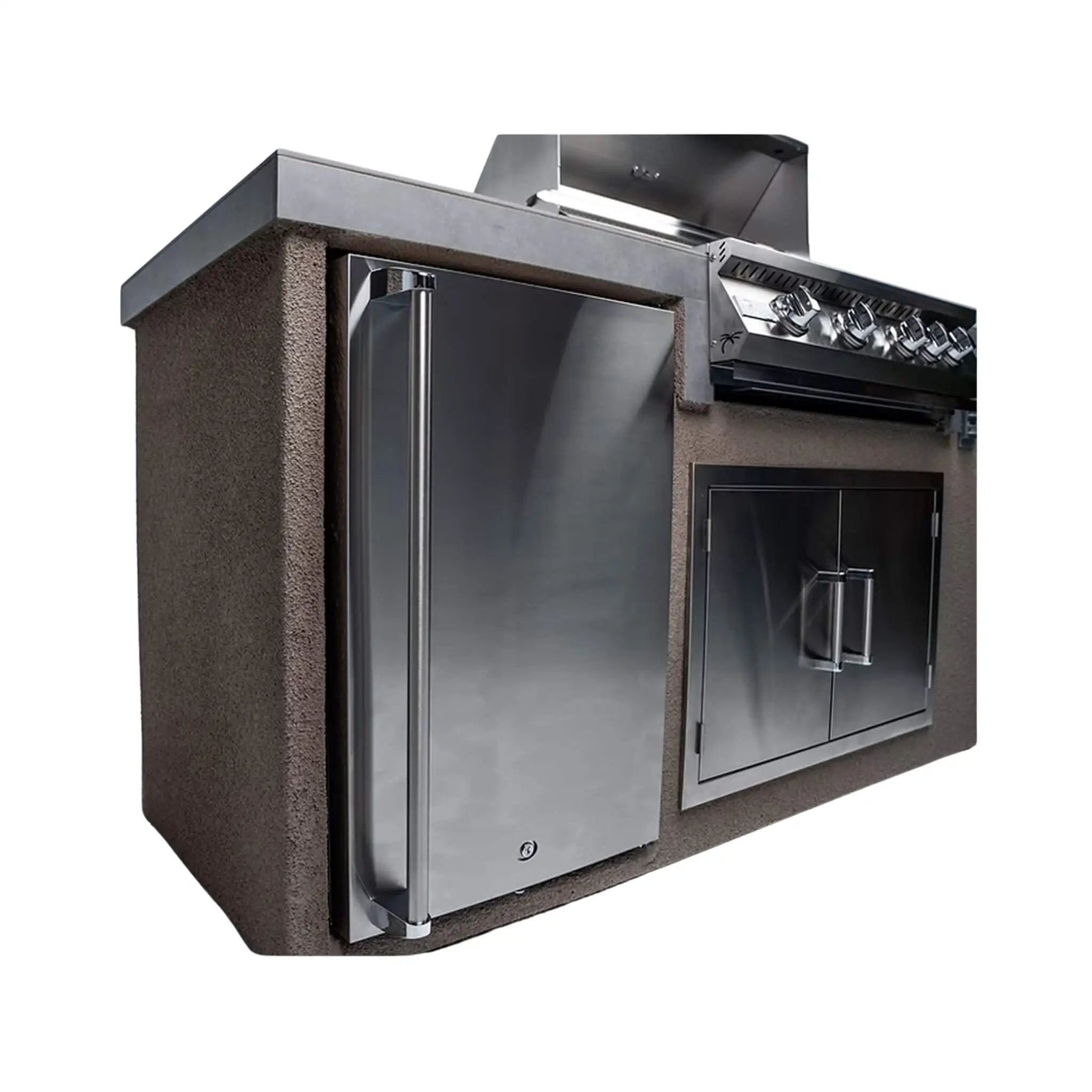 KoKoMo Grills 7FT Straight BBQ Island With Built-In BBQ And Refrigerator [Made-To-Order] (SAK46187) by SAKSBY WHOLESALE