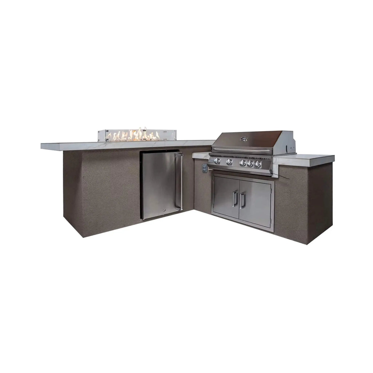KoKoMo Grills Baja 9FT BBQ Island With LEDs, Built-In BBQ And Refrigerator [Made-To-Order] (SAK85739) by SAKSBY WHOLESALE