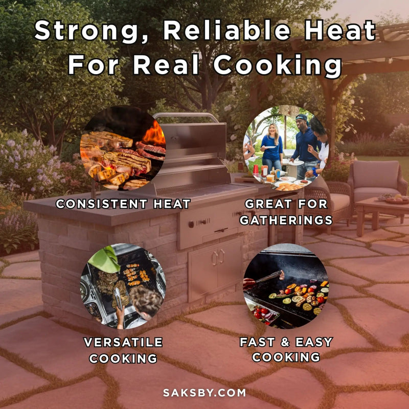 KoKoMo Grills Premium Built-In Charcoal Grill With 304 Stainless Steel And Adjustable Heat Tray, 32" (SAK32504) by SAKSBY WHOLESALE