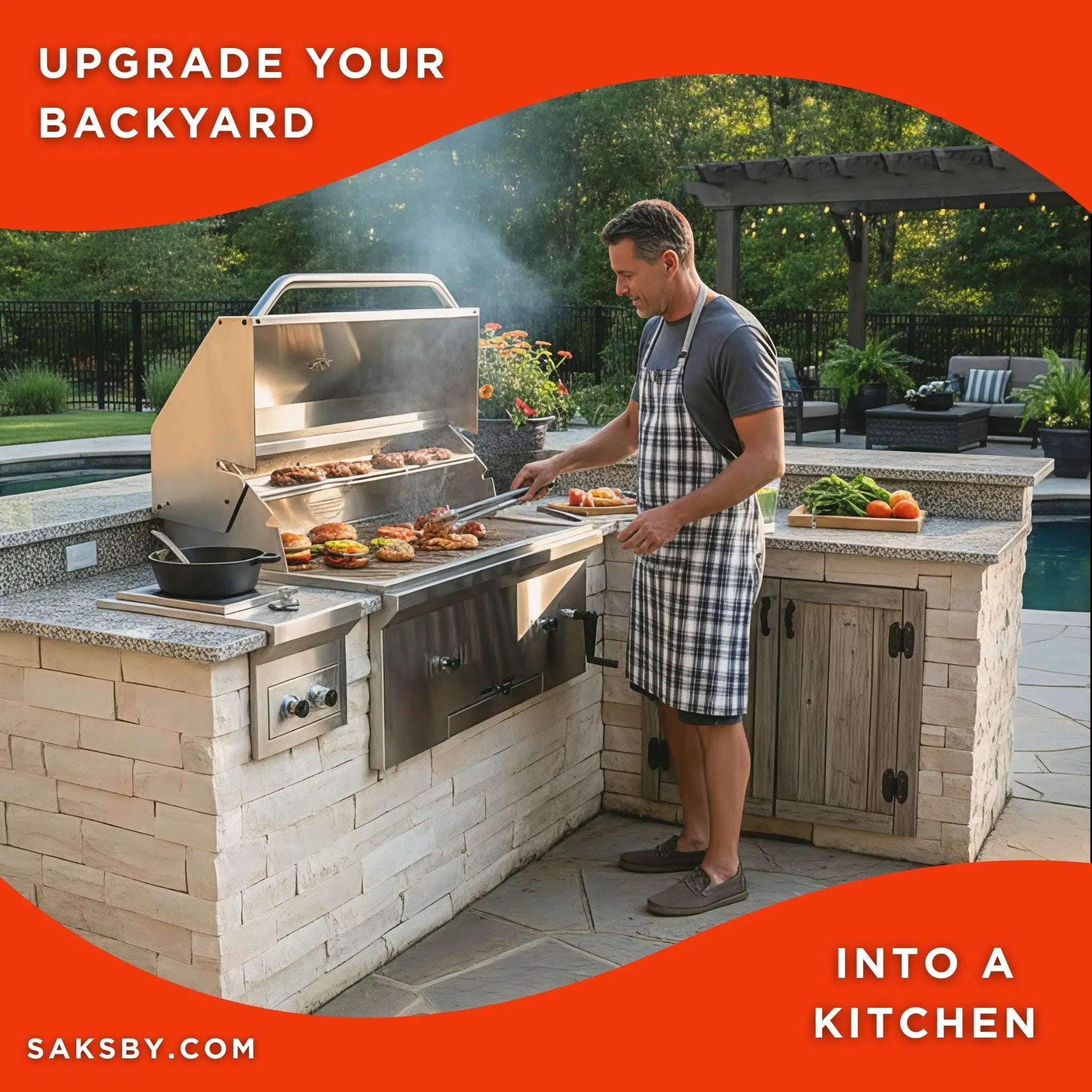 KoKoMo Grills Premium Built-In Charcoal Grill With 304 Stainless Steel And Adjustable Heat Tray, 32" (SAK32504) by SAKSBY WHOLESALE