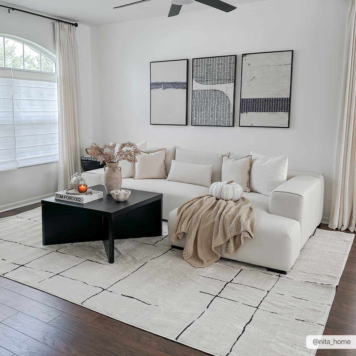 Koume Beige Maze Area Rug by Boutique Rugs