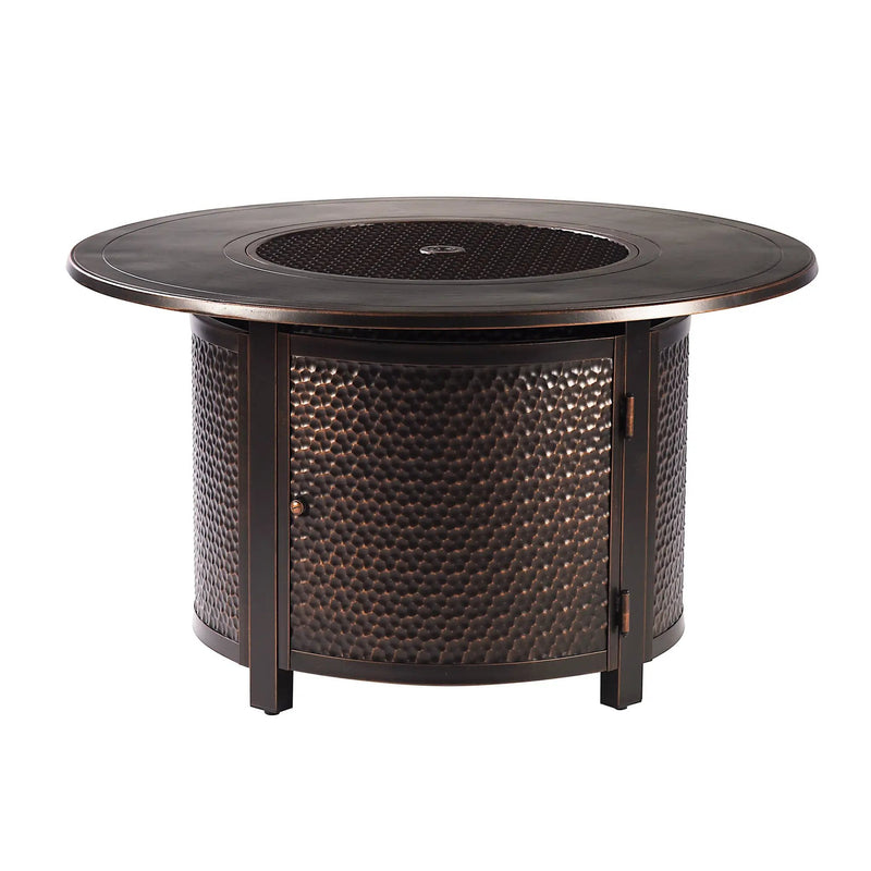 Aluminum 44-in Round Patio Fire Table Set with Swivel Rocking Chairs by Sharicks