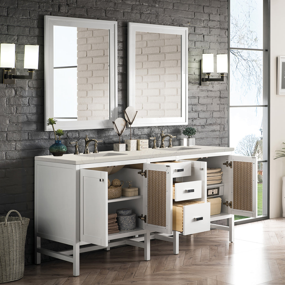 James Martin Addison 72" Double Bathroom Vanity, Glossy White, view 24