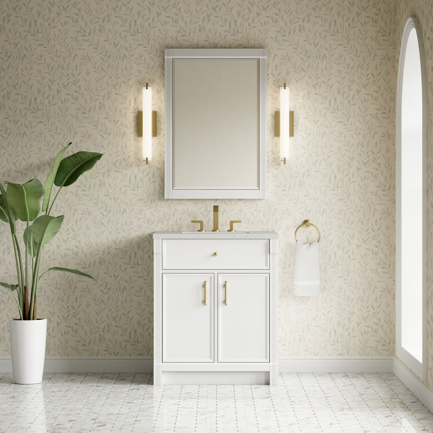 James Martin Bellshire 30" Single Bathroom Vanity, Bright White by James Martin