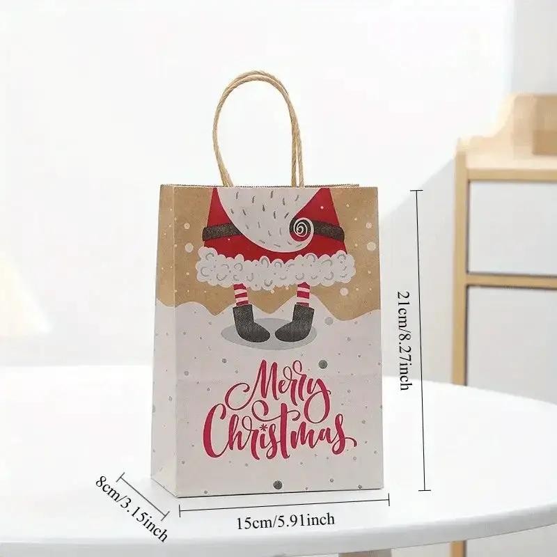 Kraft Paper Tote Bags with Handles - Assorted Holiday Designs by House Of Avana