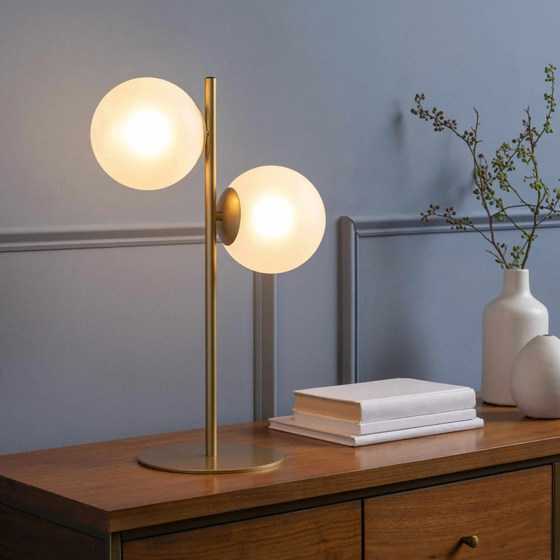Mustard Modern Table Lamp with glass details for bedside or console tables by Boutique Rugs