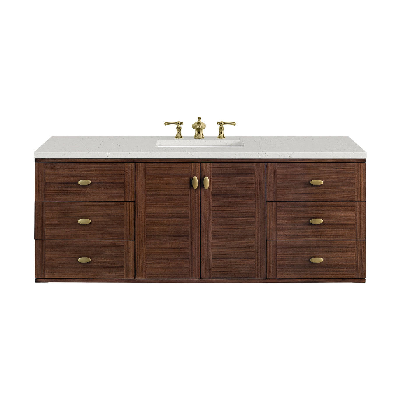 James Martin Amberly 60" Dual Mount Single Bathroom Vanity, Mid-Century Walnut by James Martin