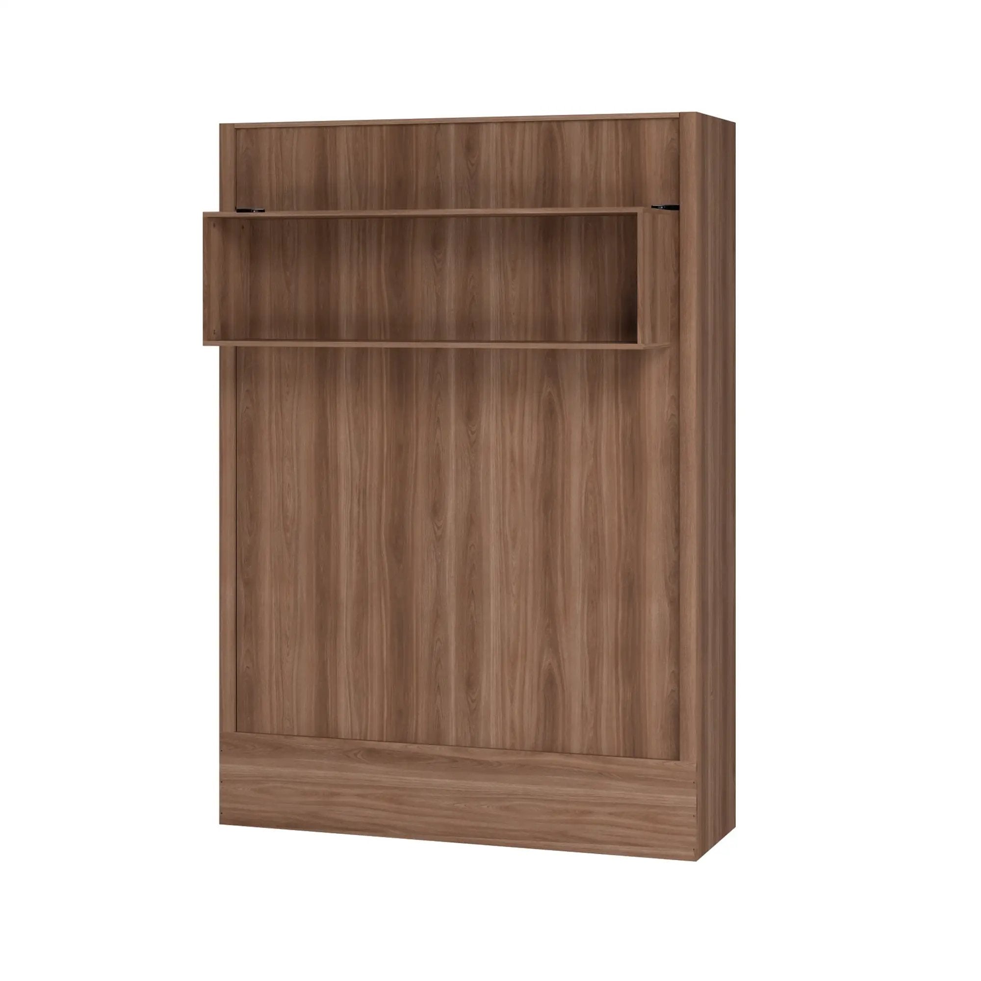 Easy-Lift Queen Murphy Wall Bed in Natural Brown Wood Grain with Shelf by Sharicks