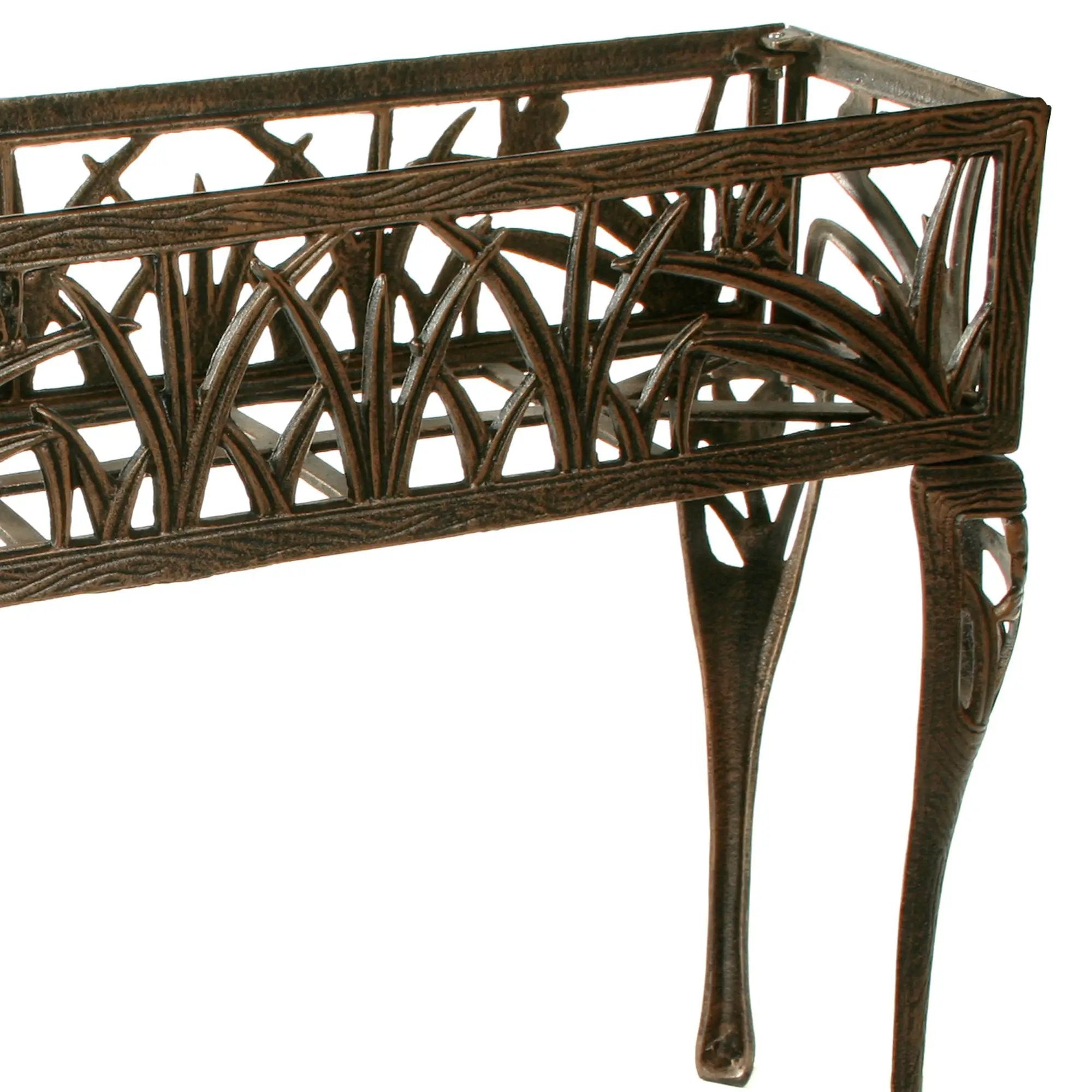 Cast Aluminum Antique Bronze Butterfly Rectangular Metal Plant Stand by Sharicks