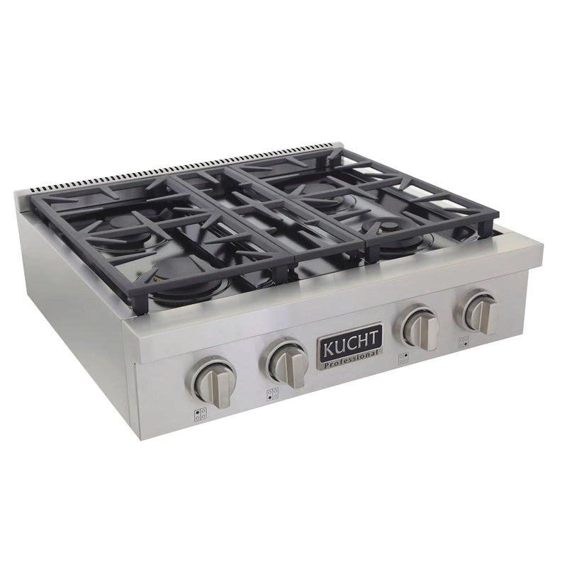 Kucht 30" 4 Burners Stainless Propane Cooktop, KFX309T/LP-S by Farmhouse Kitchen and Bath