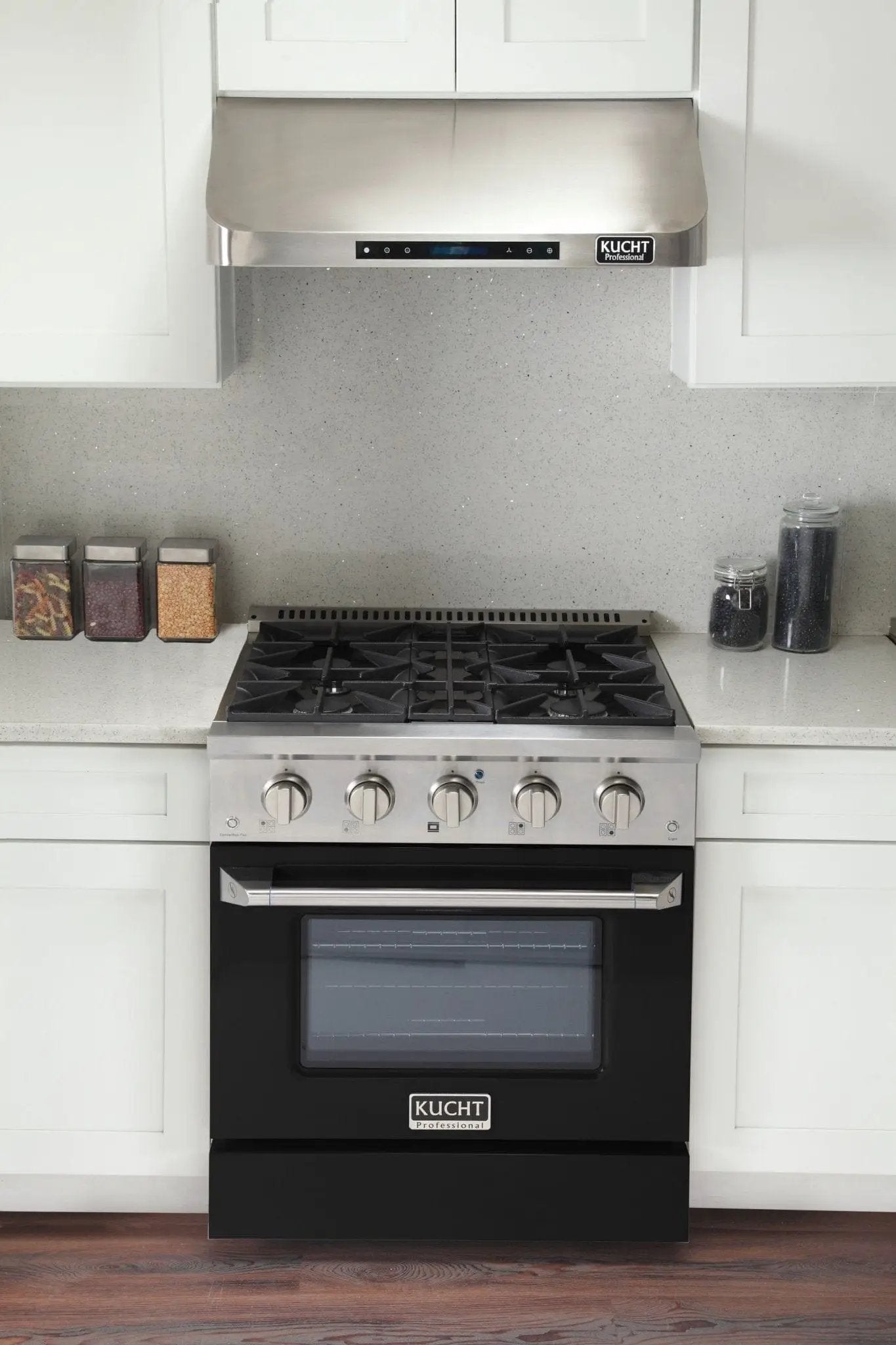 Kucht 30" Gas Range in Stainless Steel, Black Oven Door, KNG301-K by Farmhouse Kitchen and Bath