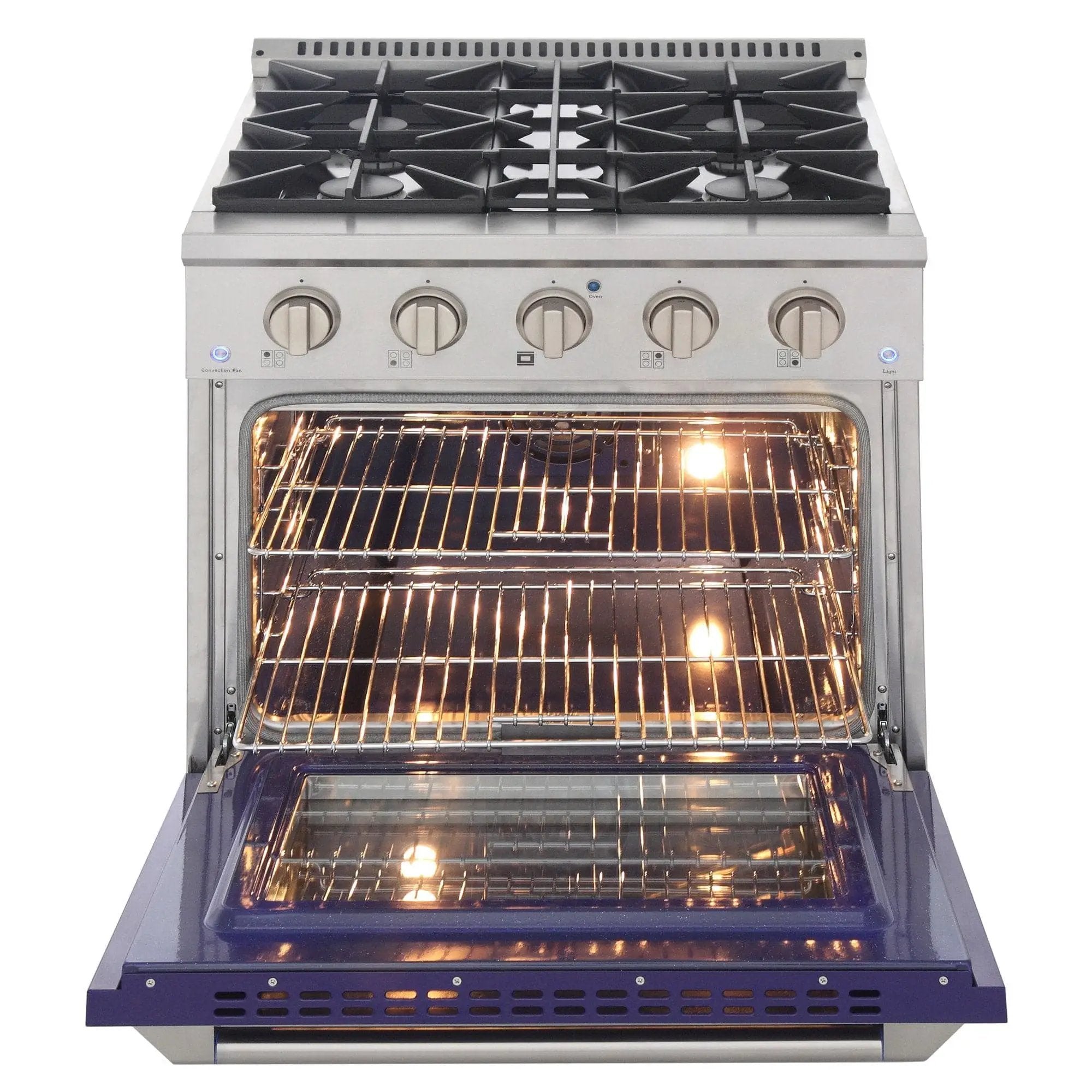 Kucht 30" Gas Range in Stainless Steel with Blue Oven Door, KNG301-B by Farmhouse Kitchen and Bath