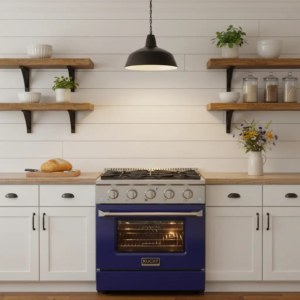 Kucht 30" Gas Range in Stainless Steel with Blue Oven Door, KNG301-B by Farmhouse Kitchen and Bath