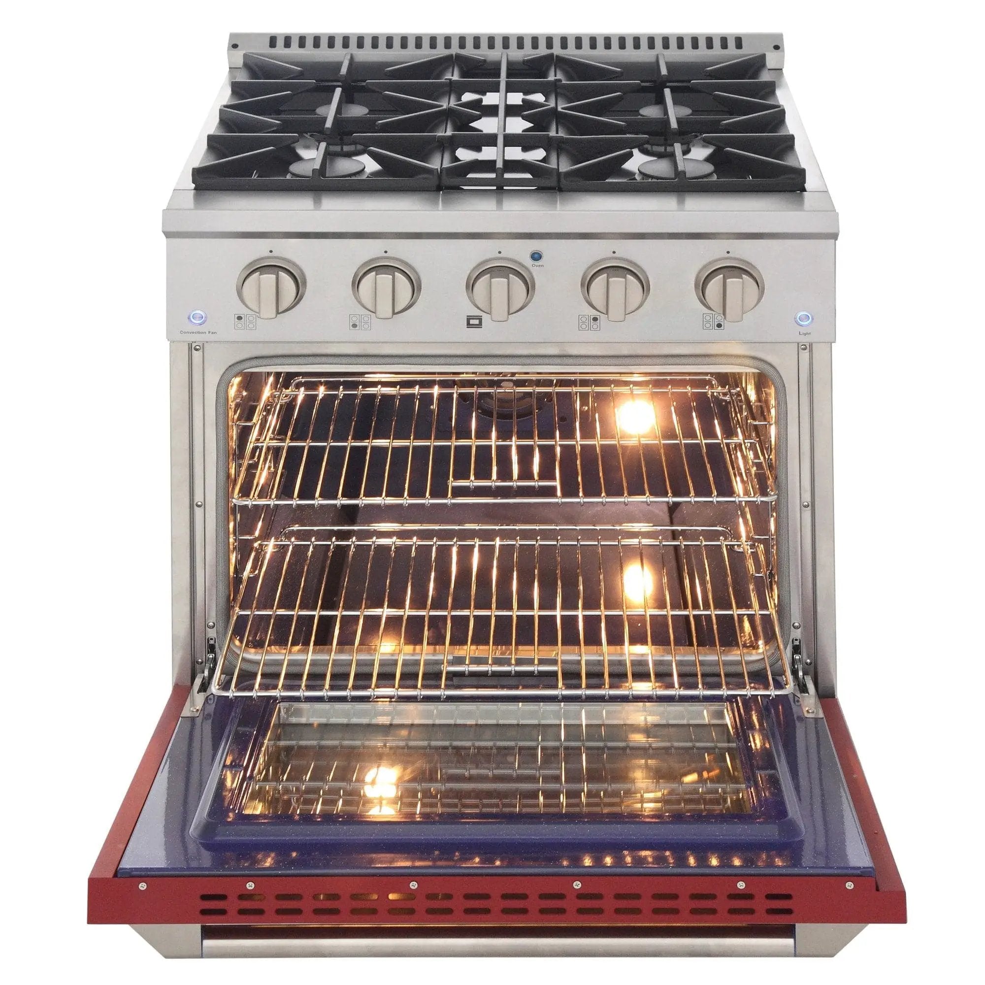 Kucht 30" Gas Range in Stainless Steel with Red Oven Door, KNG301-R by Farmhouse Kitchen and Bath