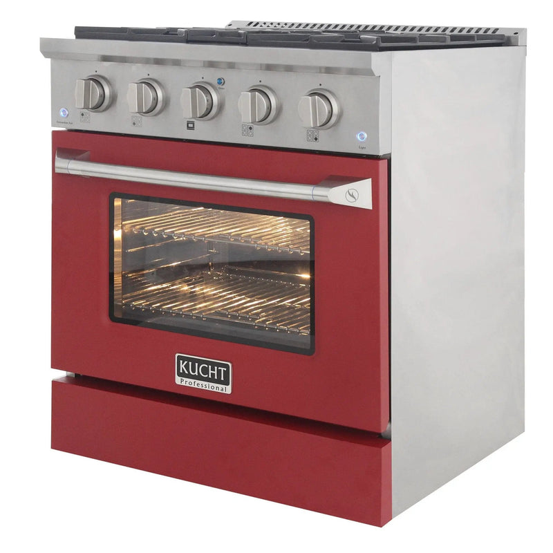 Kucht 30" Gas Range in Stainless Steel with Red Oven Door, KNG301-R by Farmhouse Kitchen and Bath