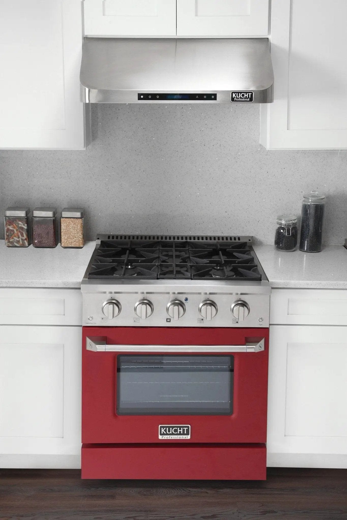 Kucht 30" Gas Range in Stainless Steel with Red Oven Door, KNG301-R by Farmhouse Kitchen and Bath