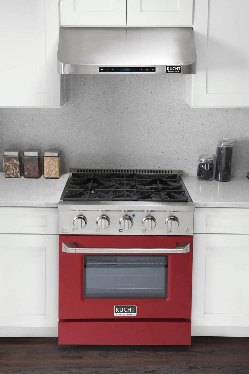 Kucht 30" Gas Range in Stainless Steel with Red Oven Door, KNG301-R by Farmhouse Kitchen and Bath