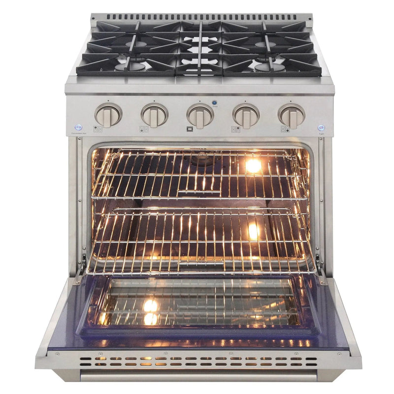 Kucht 30" Gas Range in Stainless Steel with Silver Oven Door, KNG301-S by Farmhouse Kitchen and Bath
