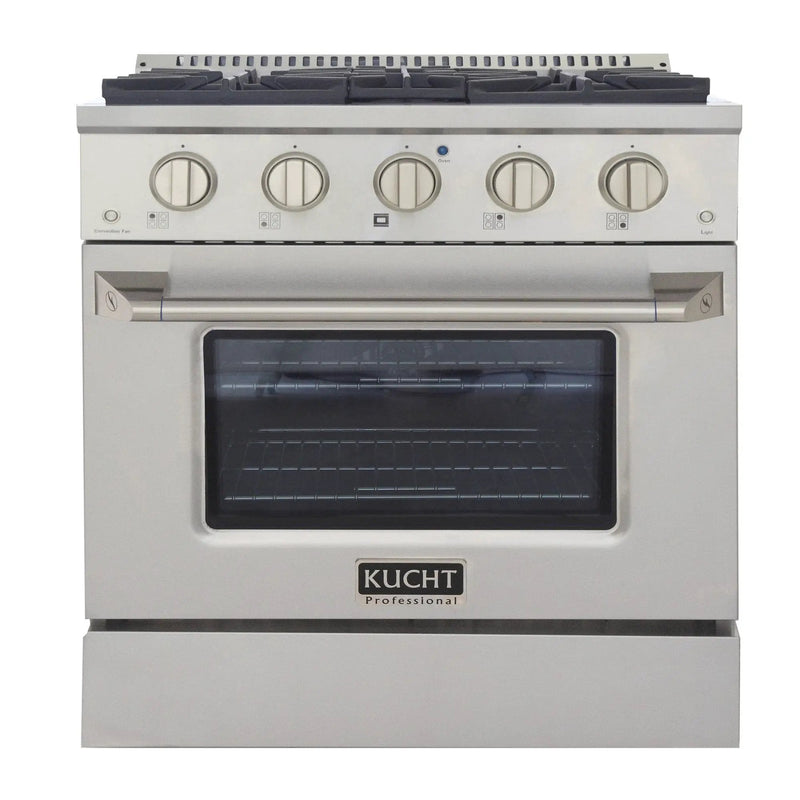 Kucht 30" Gas Range in Stainless Steel with Silver Oven Door, KNG301-S by Farmhouse Kitchen and Bath