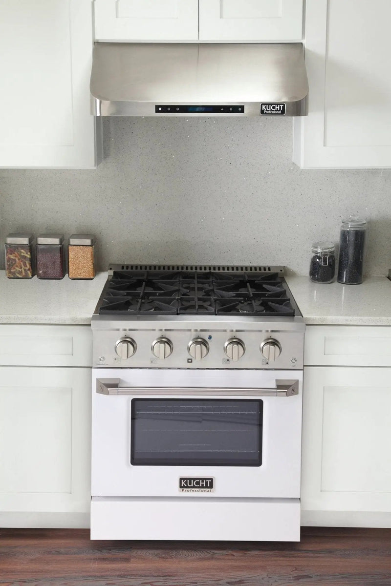 Kucht 30" Gas Range in Stainless Steel with White Oven Door, KNG301-W by Farmhouse Kitchen and Bath