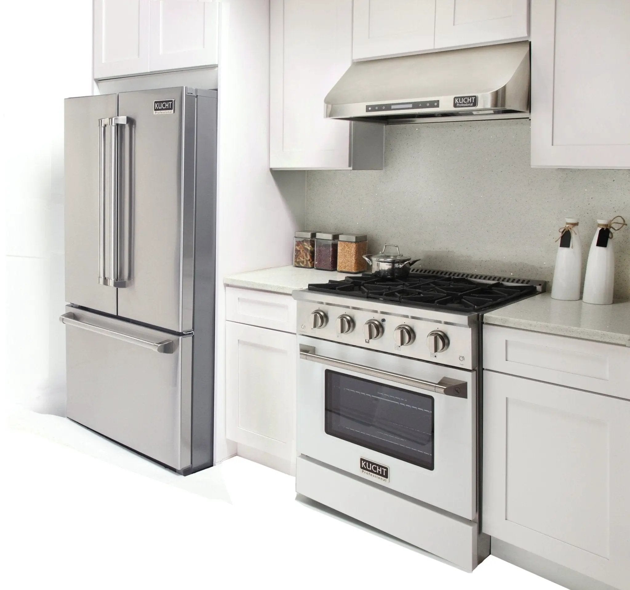 Kucht 30" Gas Range in Stainless Steel with White Oven Door, KNG301-W by Farmhouse Kitchen and Bath